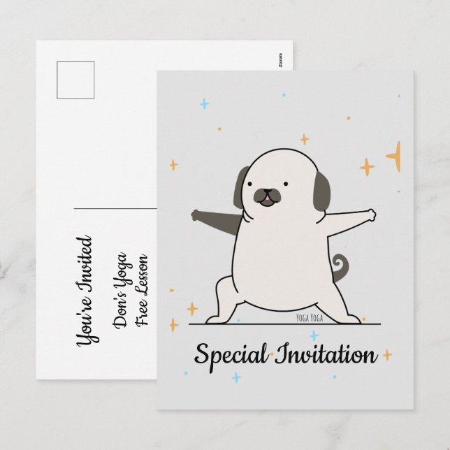 Personalize Cute Yoga Dog For Dog & Yoga Lover Holiday Postcard (Front/Back)