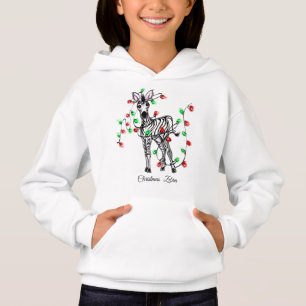 Personalize cute zebra with holiday twinkle lights hoodie