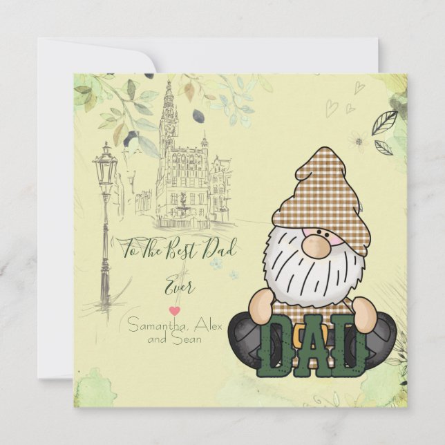 Personalize Dad Gnome | Green Vintage Dad Gift (Front)