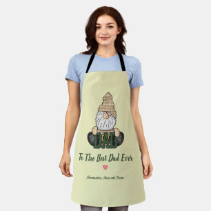 Personalize Dad Gnome Green Vintage Dad Gift Apron
