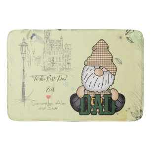 Personalize Dad Gnome Green Vintage Dad Gift Bath Mat