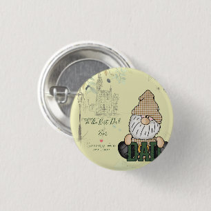 Personalize Dad Gnome Green Vintage Dad Gift Button