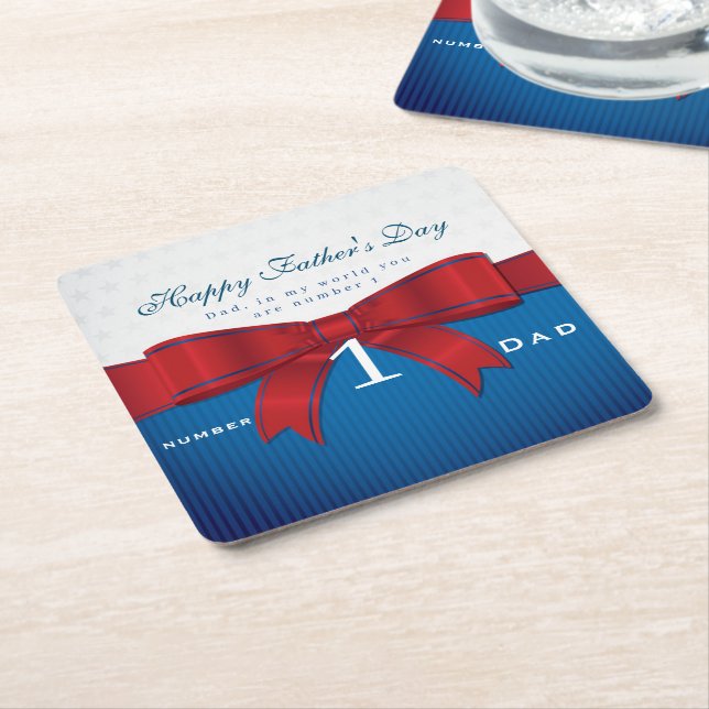 Personalize Dad Number One In My World     Square Paper Coaster (Angled)