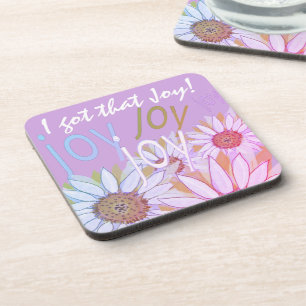 Personalize Daisy: Floral Joy, Joy, Joy!   Beverag Beverage Coaster