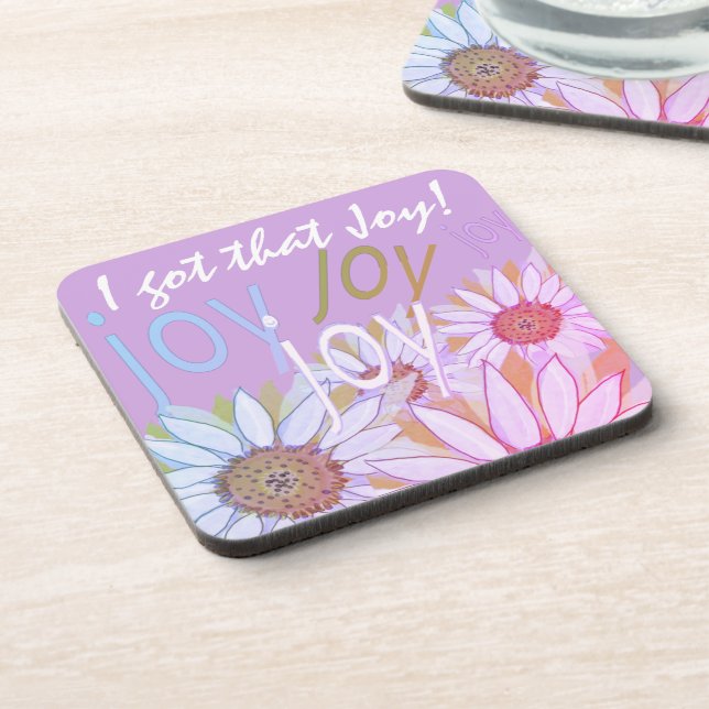 Personalize Daisy: Floral Joy, Joy, Joy!   Beverag Beverage Coaster (Left Side)