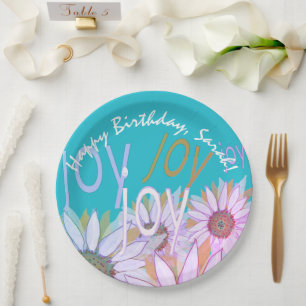 Personalize Daisy: Floral Joy, Joy, Joy!  Paper Plates