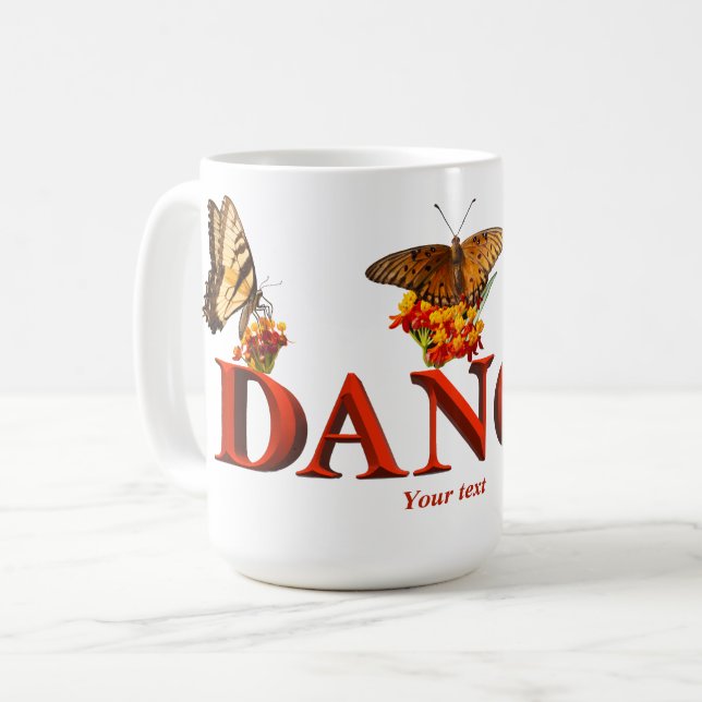 Personalize Dance sign with butterflies  Coffee Mug (Front Left)