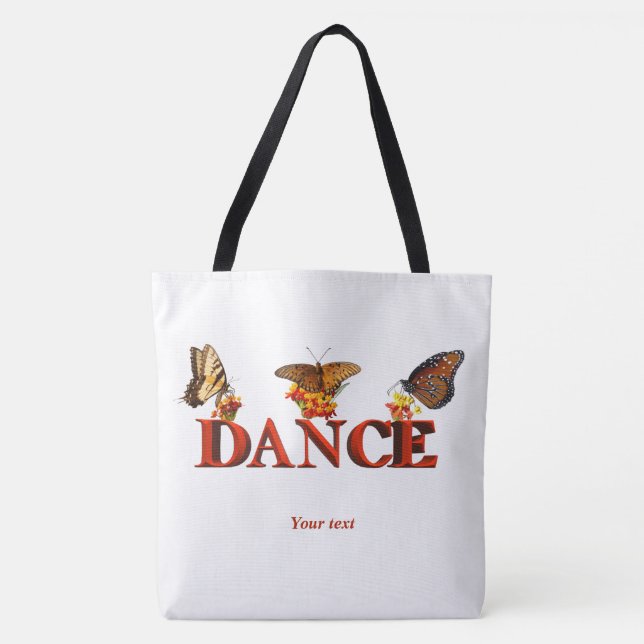 Personalize Dance sign with butterflies  Tote Bag (Front)