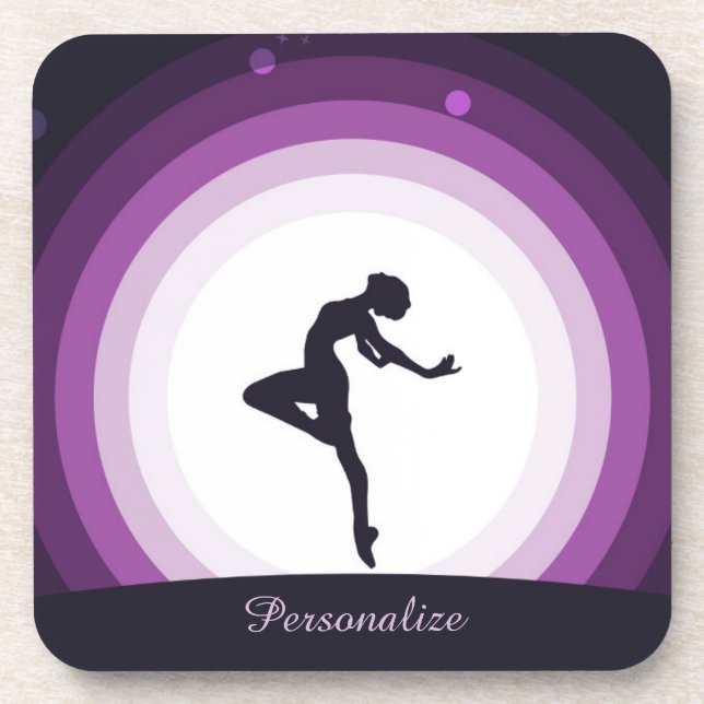 Personalize Dancer Silhouette Surreal Full Moon Beverage Coaster (Front)