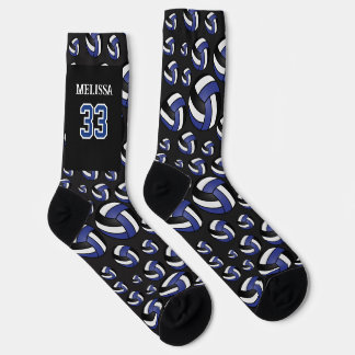 Personalize Dark Blue, Black and White Volleyball  Socks
