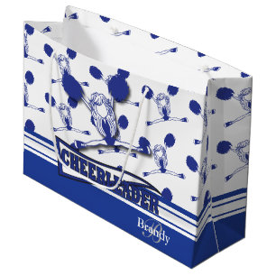 Personalize Dark Blue Cheerleader Large Gift Bag