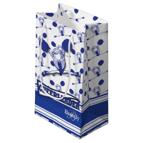 Personalize Dark Blue Cheerleader Small Gift Bag