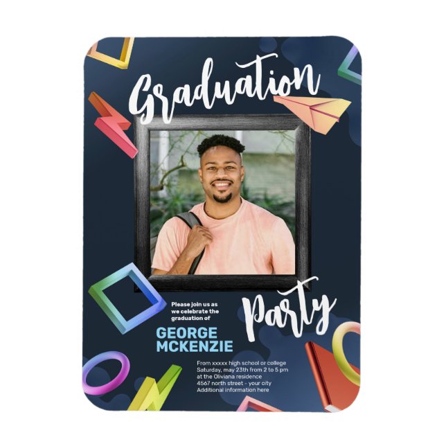 Personalize dark fancy graduation party magnet (Vertical)