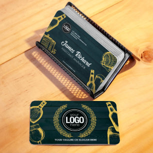 Personalize Dark Green Brewery Theme Business Card