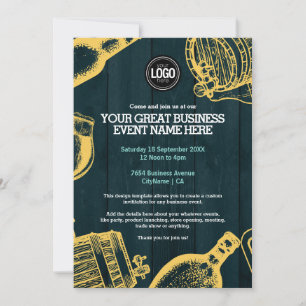 Personalize Dark Green Brewery Theme Invitation