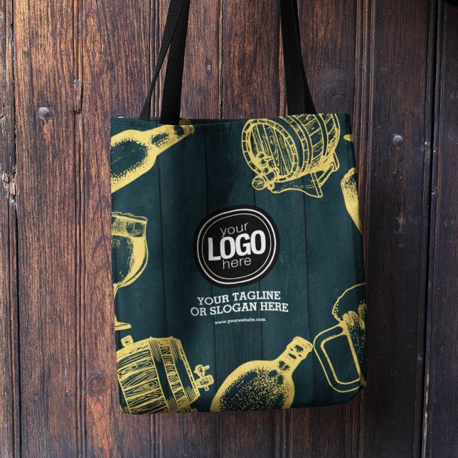 Personalize Dark Green Brewery Theme Tote Bag (Creator Uploaded)