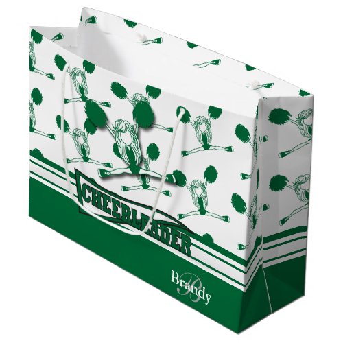 Personalize Dark Green  Cheerleader Large Gift Bag