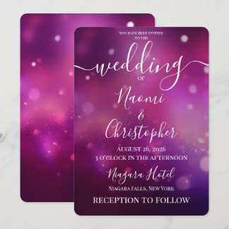 Personalize: Dark Pink Bokeh Lights Wedding Invitation