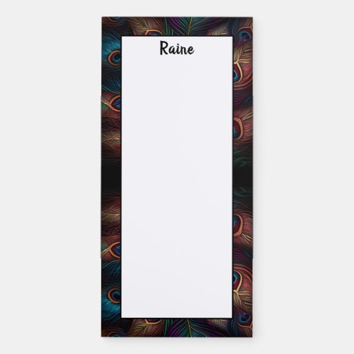 Personalize Dark Vibrant Feathers Magnetic Notepad