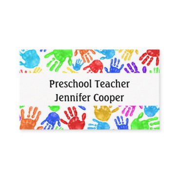 Personalize Daycare Preschool Teacher Colorful Business Card Personalize Daycare Preschool Teacher Colorful Business Card