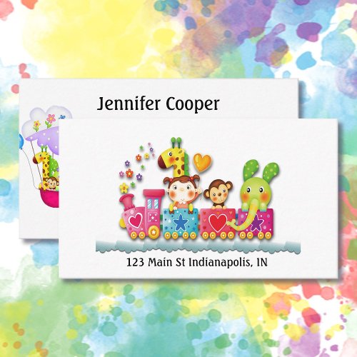 Personalize Daycare Preschool Teacher Cute Train Business Card