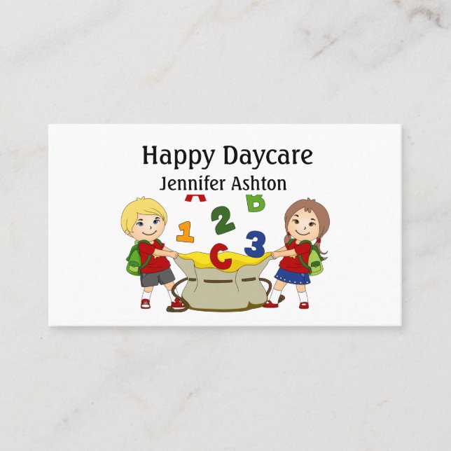 Personalize Daycare Preschool Teacher Happy Kids Business Card (Front)