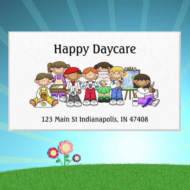 Personalize Daycare Preschool Teacher Happy Kids Business Card (Creator Uploaded)