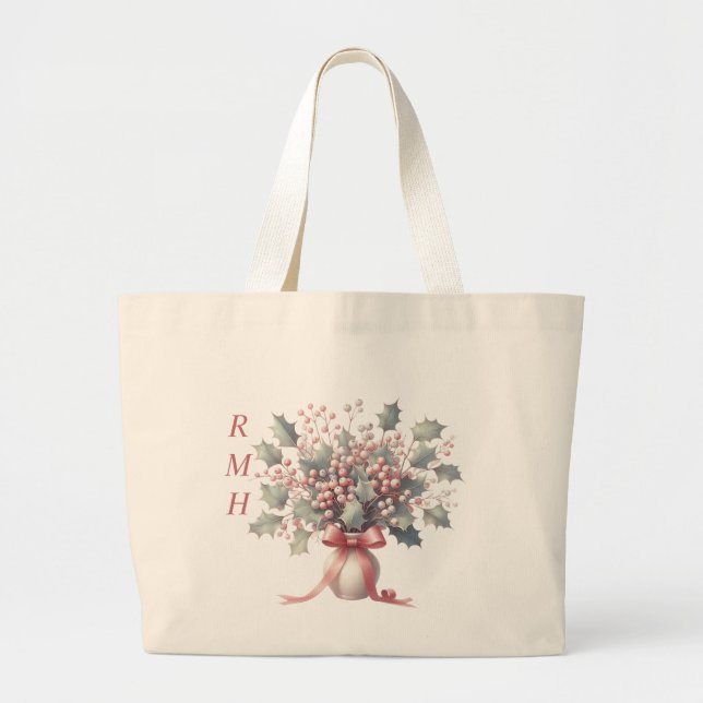 Personalize December Holly Tote Bag (Front)