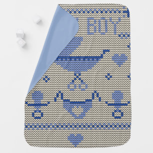 Personalize Decorative Baby Boy Knitted Style Blanket