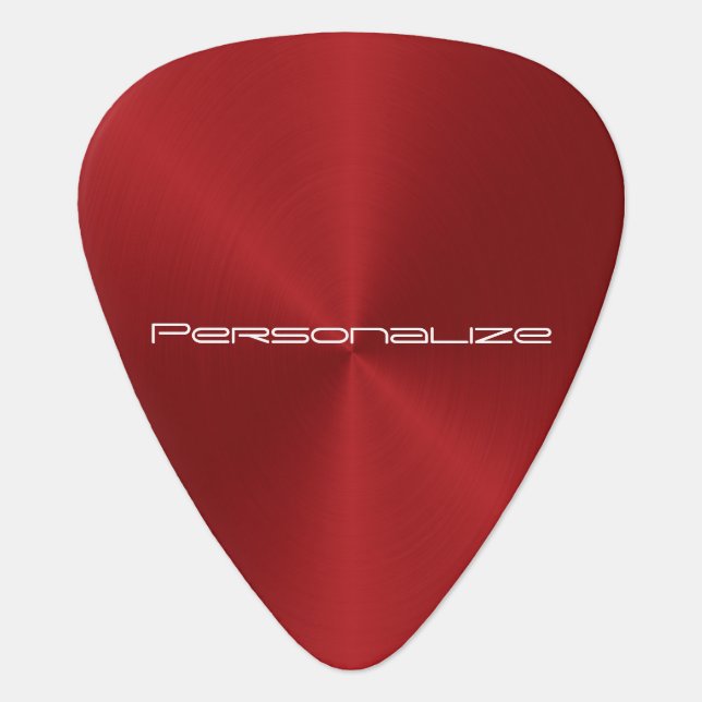 Personalize Deep Red Metallic Print Guitar Pick (Front)