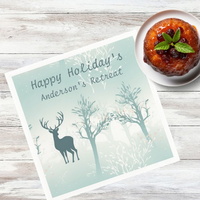 Personalize - Deer and Tree Pattern Napkins (Creator Uploaded)