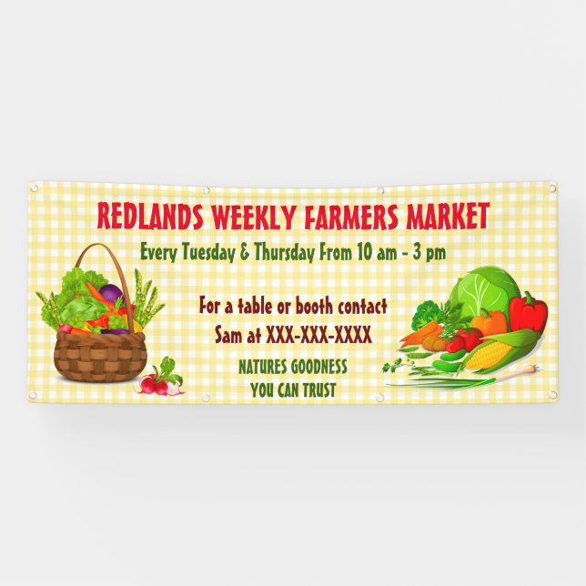 Personalize Detailed Farmers Market Vegetables Banner (Horizontal)