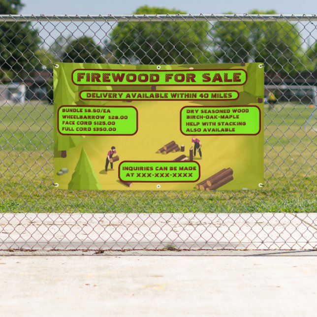 Personalize Detailed Firewood For Sale Business  Banner (Insitu)