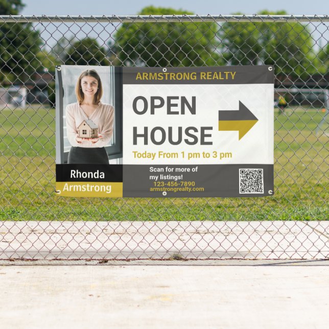 Personalize Detailed Open House Realtor Fence  Banner (Insitu)