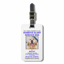 Personalize Diabetic Alert Service Dog Photo Badge Luggage Tag