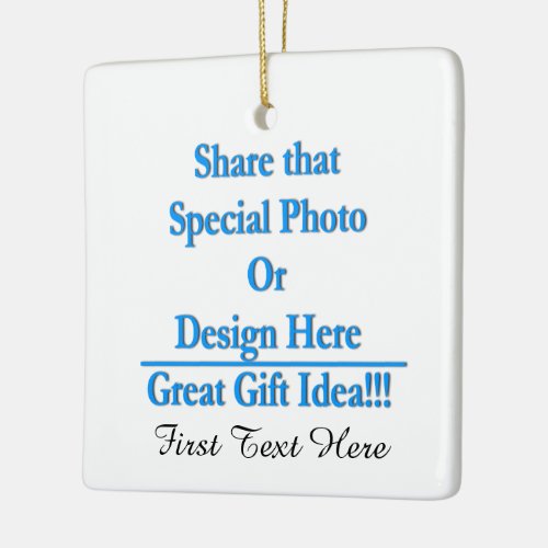 Personalize Different Image Both Sides_Black Text Ceramic Ornament