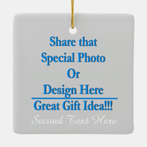 Personalize Different Image Both Sides_White Text Ceramic Ornament