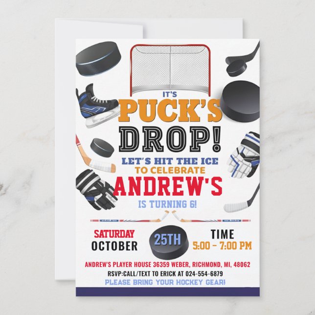 Personalize Digital Hockey Birthday Party Invitation (Front)