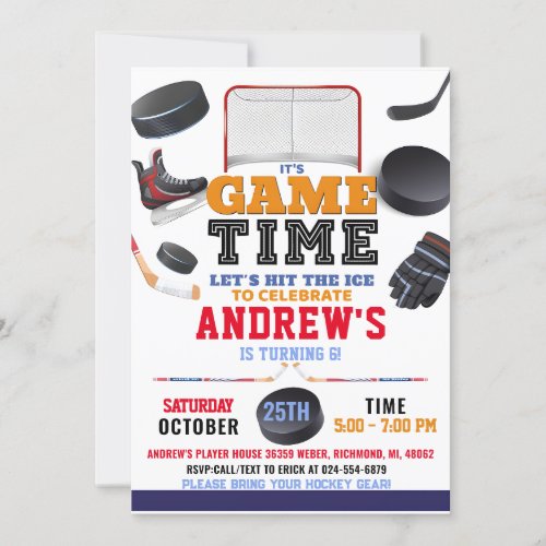 Personalize Digital Hockey Birthday Party Invitation