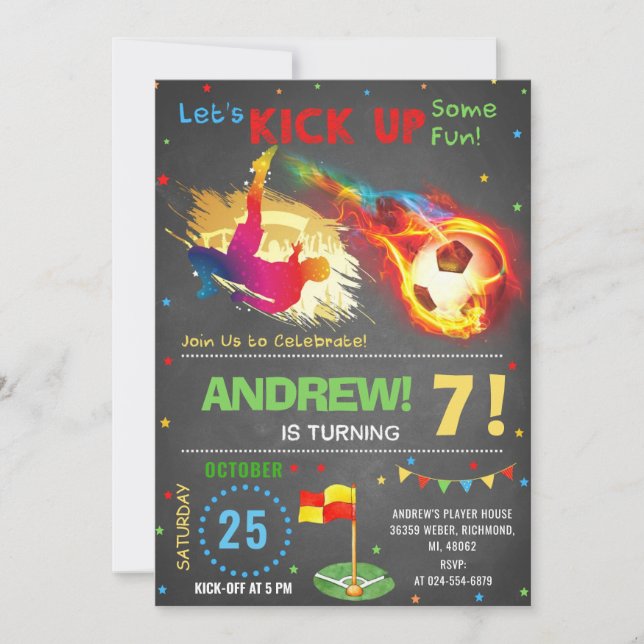 Personalize Digital Soccer Birthday Party Invitation (Front)