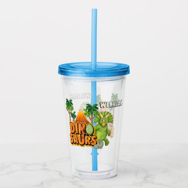 Personalize Dinosaur  Acrylic Tumbler (Front)