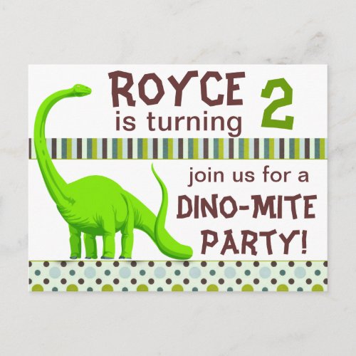 Personalize Dinosaur Birthday Invitation Postcard