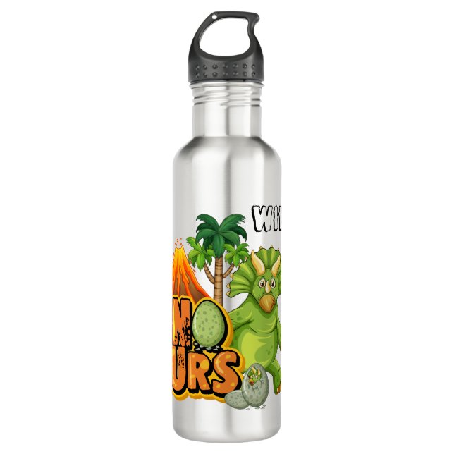 Personalize Dinosaur  Stainless Steel Water Bottle (Front)