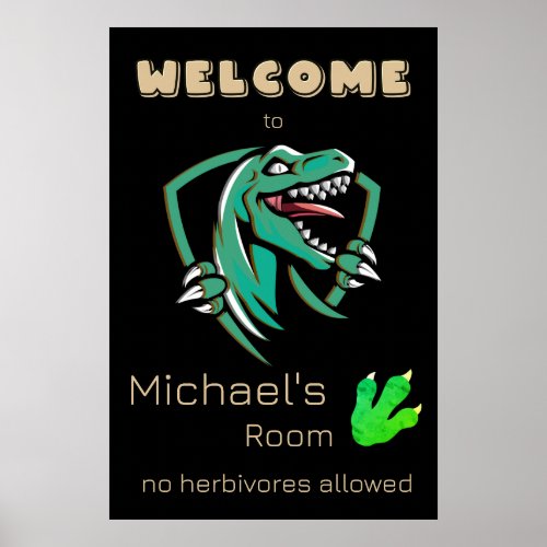 Personalize Dinosaur Welcome Room Poster