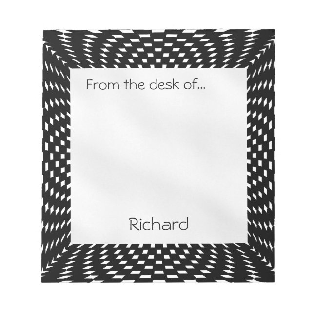 Personalize - Distorted Black and White Checks Notepad (Front)