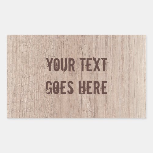 Personalize Distressed Text Brown Wood Board Rectangular Sticker