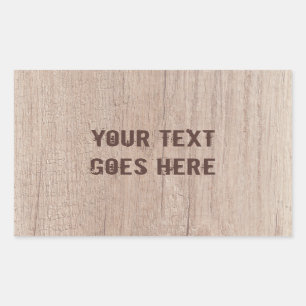 Personalize Distressed Text Brown Wood Board Rectangular Sticker