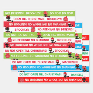 Personalize Do not open till Christmas Cranky Cat Wrapping Paper Sheets