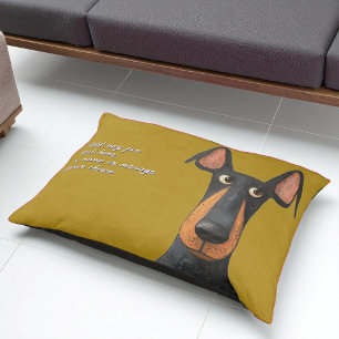 Personalize Doberman Dog Black Tan Mustard Yellow Pet Bed