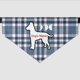 Personalize DOG Logo Denim Blue Plaid Large Dog Pet Bandana Collar